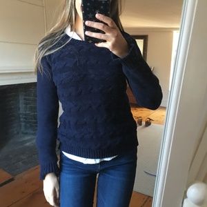 Forever 21 Navy Cableknit Cozy Crewneck Sweater